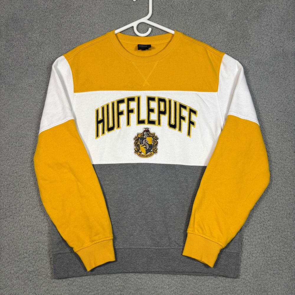 Universal Studios Sweatshirt Unisex L Yellow Hufflepuff Colorblock Embroidered
